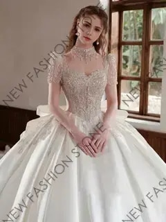 フランス式ウェディングドレス2024新型シンプルウェディングドレス-85