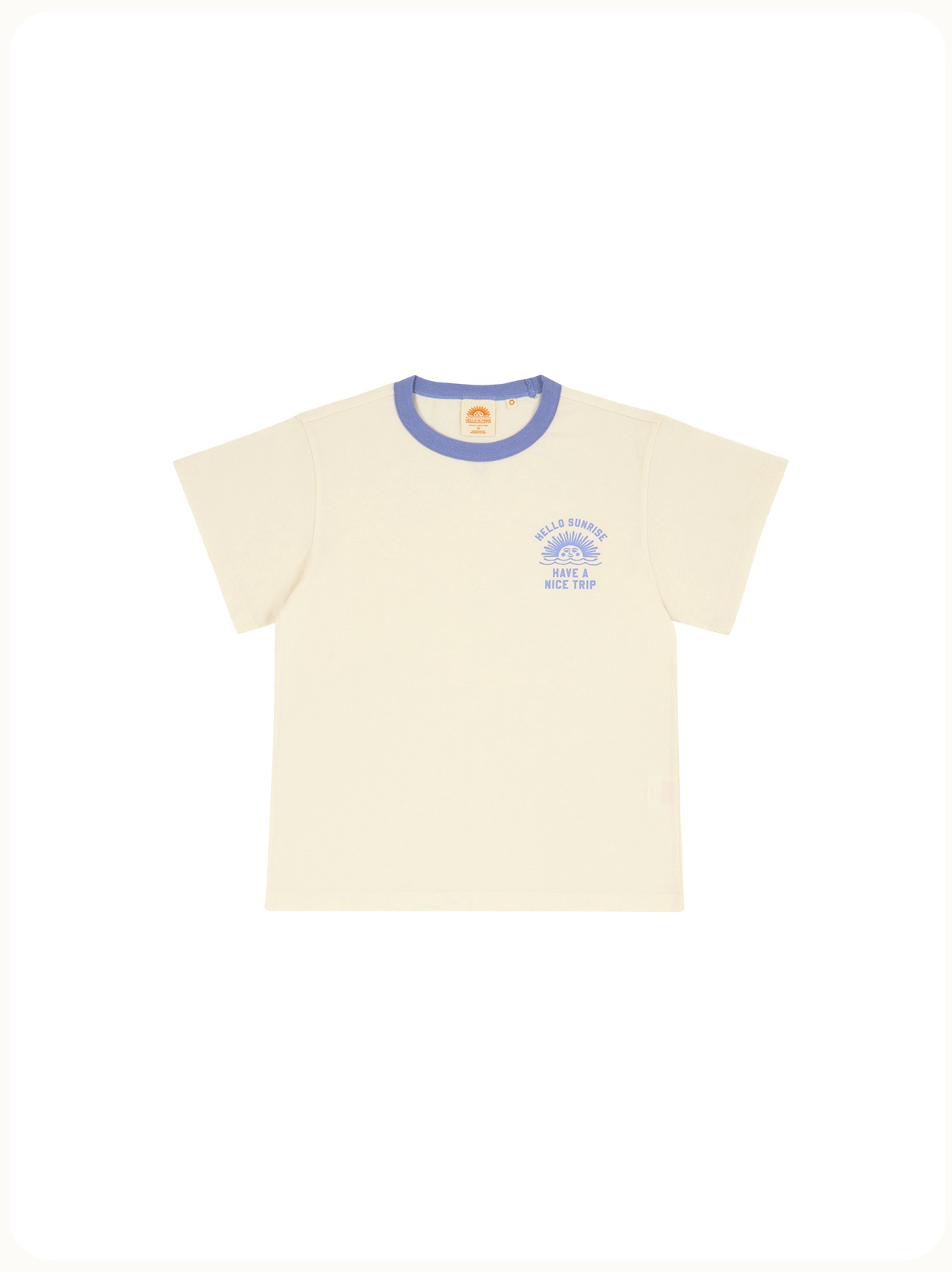 HELLO SUNRISE VTG Arch Logo Tee(W) Cream & Ocean Blue