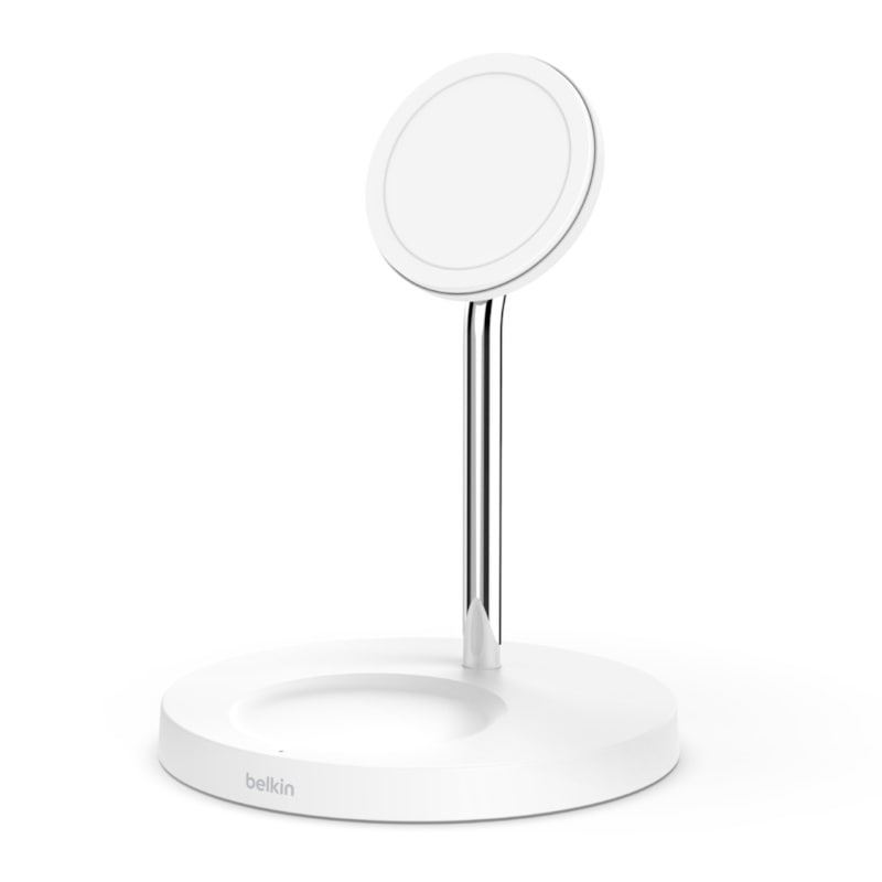 BELKIN WIZ010DQWH BOOSTCHARGE PRO MagSafe対応 2-in-1磁気ワイヤレス充電スタンド（ホワイト） WIZ010DQWH