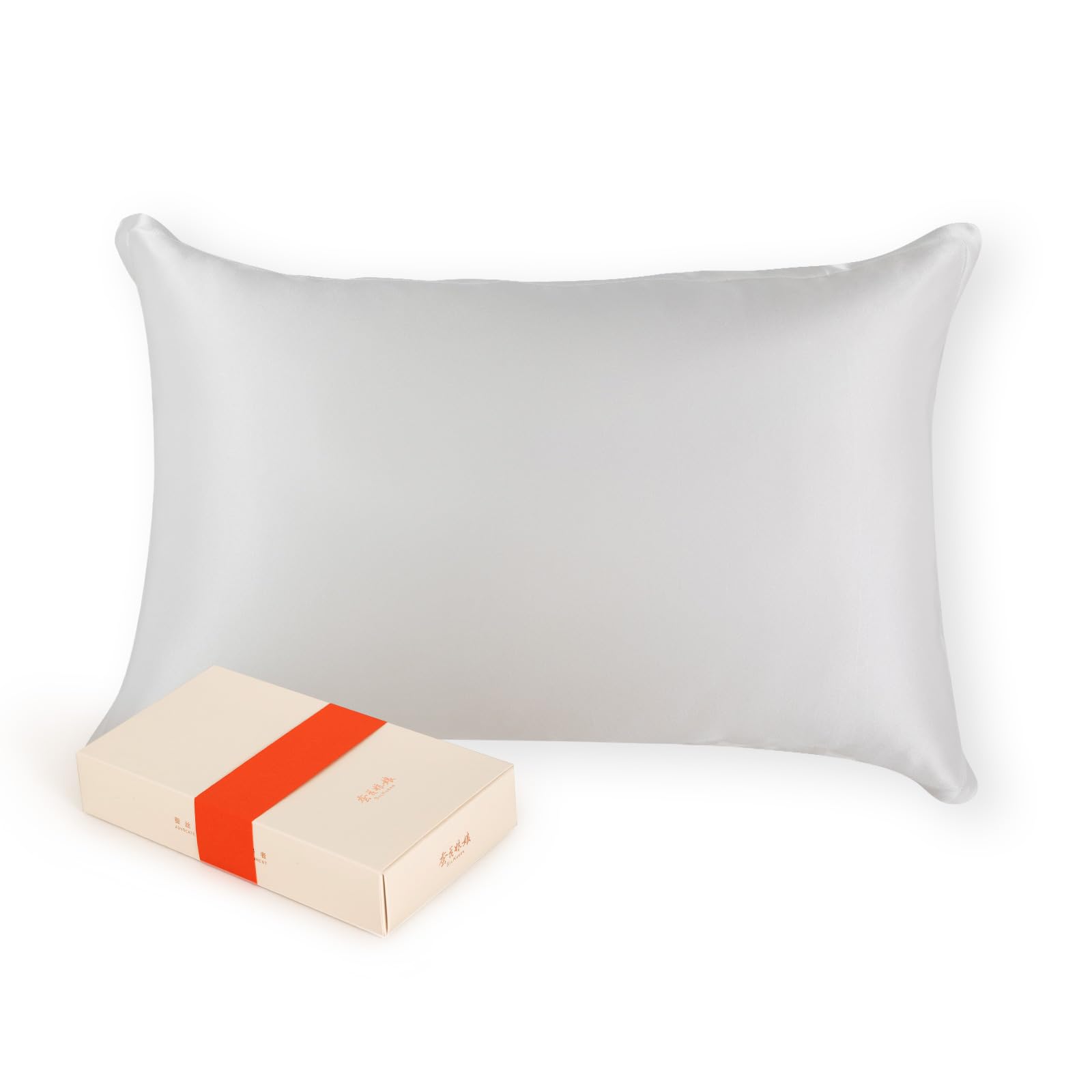 枕カバー シルクまくらカバー 22匁 100%シルク枕カバー 43×63cm 封筒式枕カバー 22mm シルクピローケース 洗える 美髪・美肌 敏感肌に優しい 四季適応 1枚セット (ホワイト)