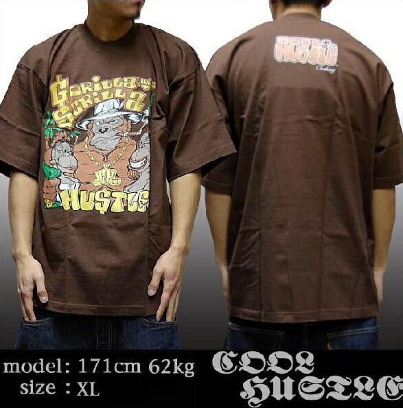 クールハッスル メンズ Tシャツ ブラウン COOL HUSTLE GolillaScrilla コンプトン ストリート スタイル HIPHOP ウェアー B系 服 ヒップホップ ダンス 西海岸 ウエ