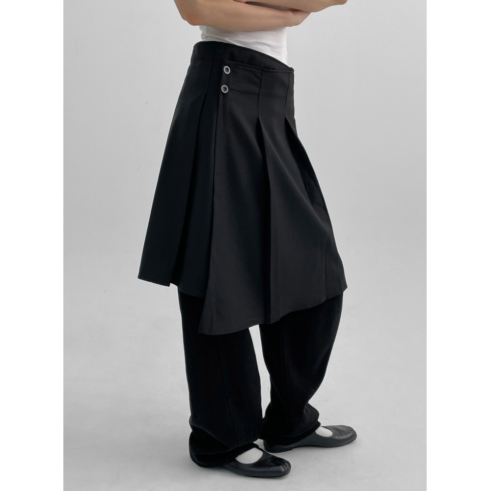 ブラックアップステルビープリーツラップミディスカート