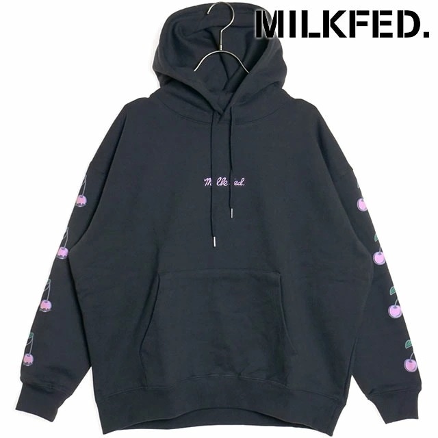 サイドチェリーズ ワイド スウェットフーディー [103251012001] SIDE CHERRIES SWEAT HOODIE レディース トップス プルオーバー パーカー CHARCOAL