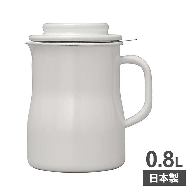 野田琺瑯 日本製 オイルポット 0.8L ホーロー 油こし 油入れ NOL-800 ロカポ 油こし器 琺瑯 野田ホーロー 天ぷら 揚げ物 油 ろ過 油きり ホーロー容器 白 ホワイト おしゃれ