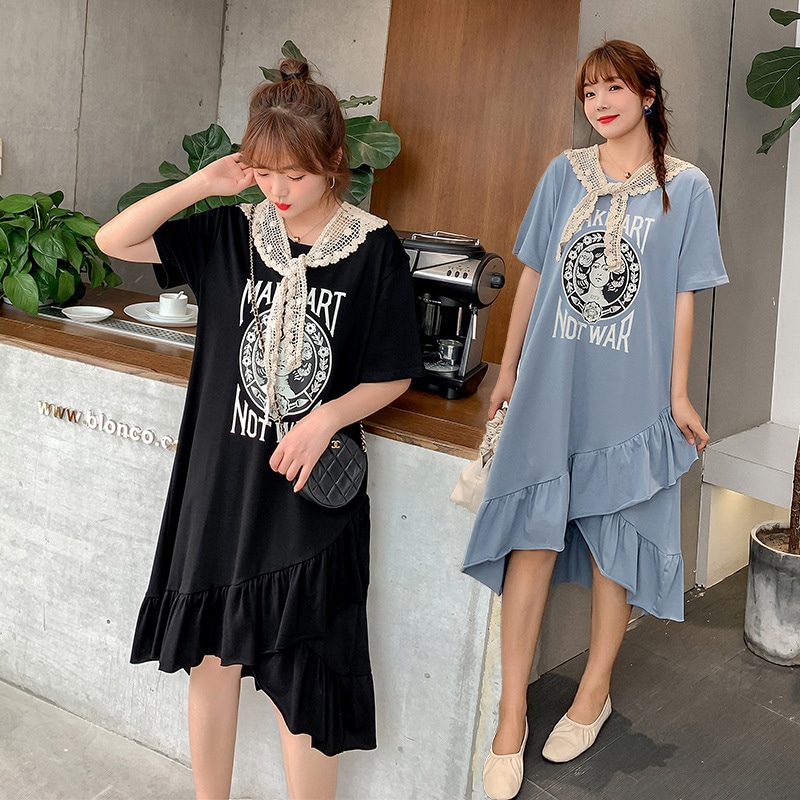 ワンピース 大きいサイズ 半袖 春夏 韓国 妊婦 マタニティ ゆったり きれいめ 3l 4xl 5l