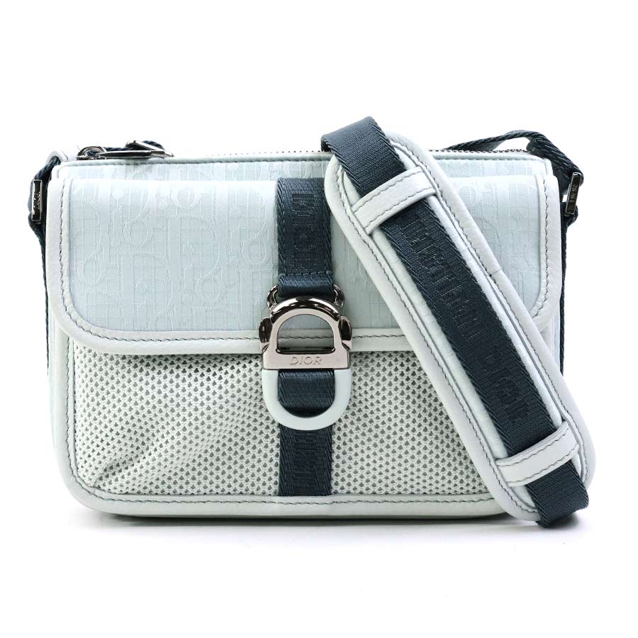 クリスチャンディオール Christian Dior ショルダーバッグ メッセンジャーバッグ PARLEY コラボ ナイロン ミントグレー メンズ 99909g