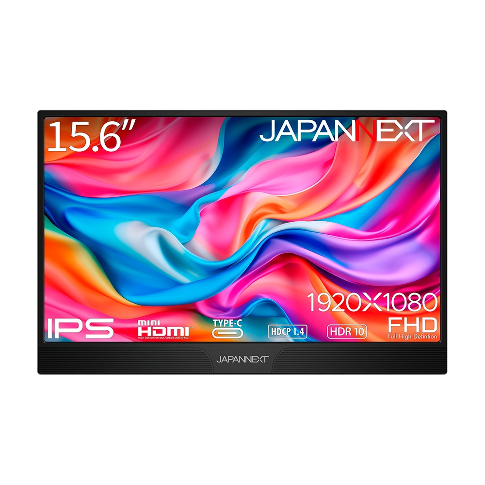 JAPANNEXT（ジャパンネクスト） 15.6型 モバイル液晶ディスプレイ(フルHD/IPS/非光沢/60Hz/OD 5ms(GtoG)/mini HDMI/USB-C/スピーカー搭載/FreeSy