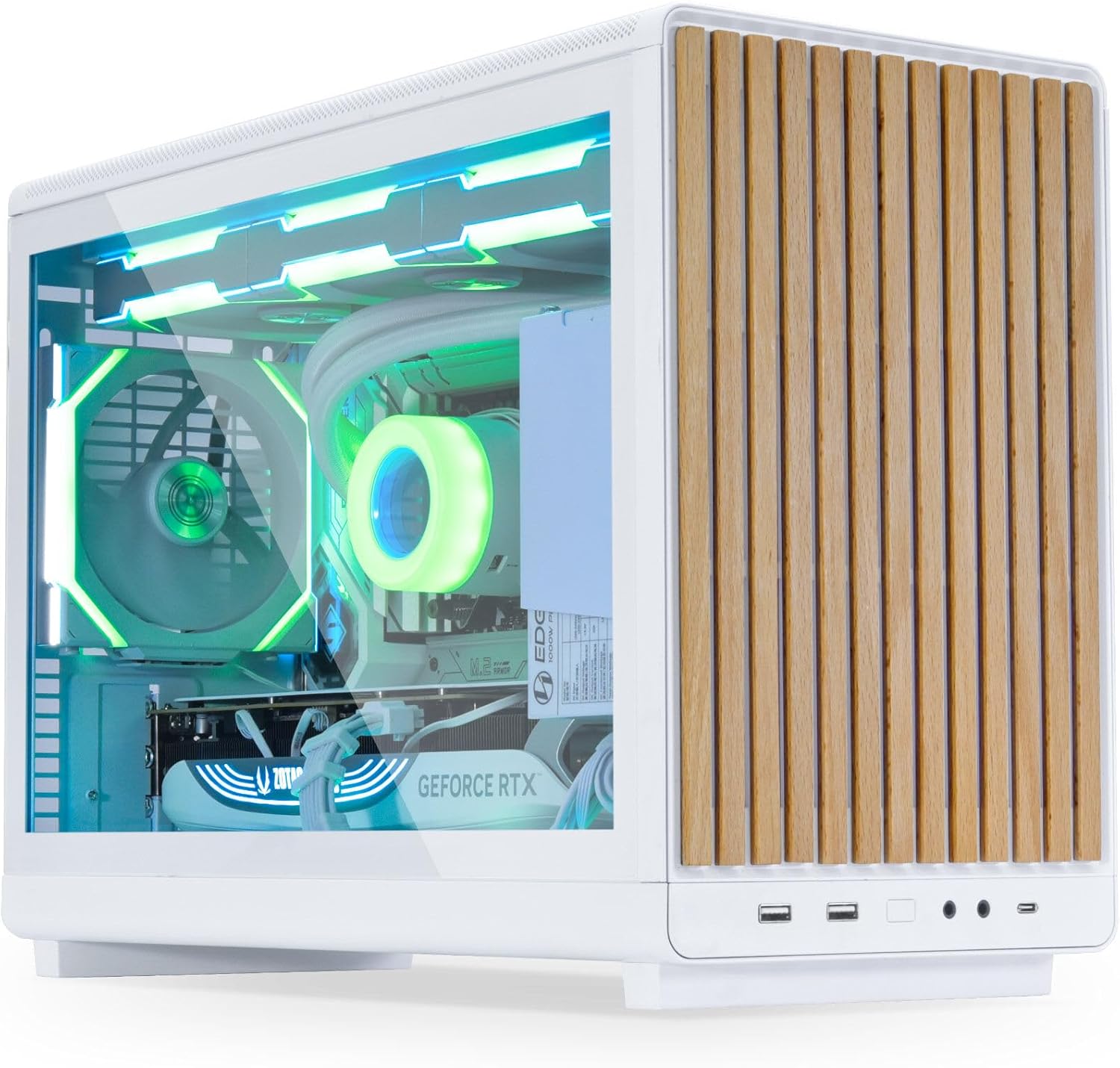 LIANLI コンパクトPCケース A3-mATX-WDG White 木製フロントパネル 強化ガラスサイドパネル 容量26.3リットル Micro ATX/Mini-ITX規格対応 9,359円