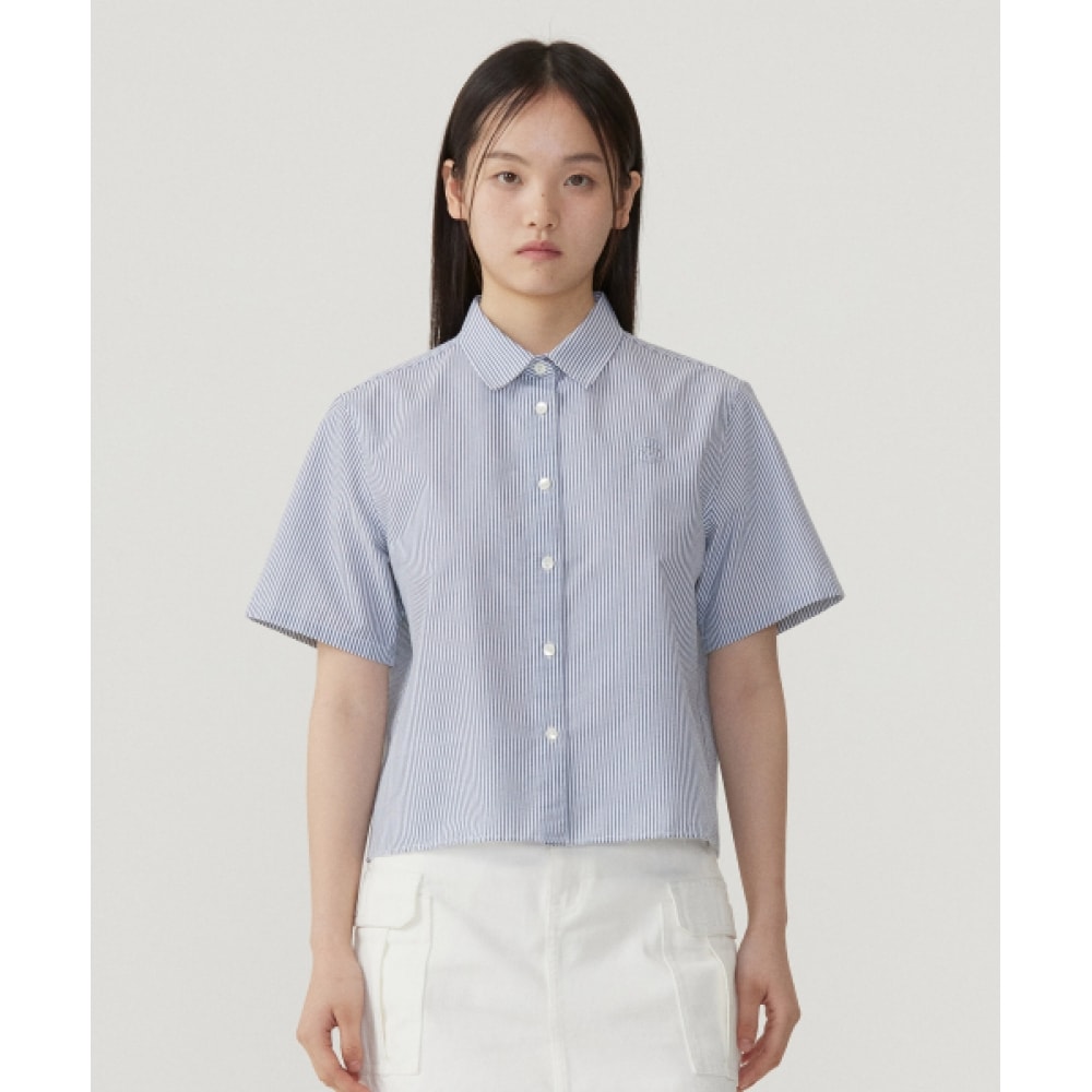 COVERNAT WOMAN シアサッカー ハーフシャツ ネイビー 10,283円