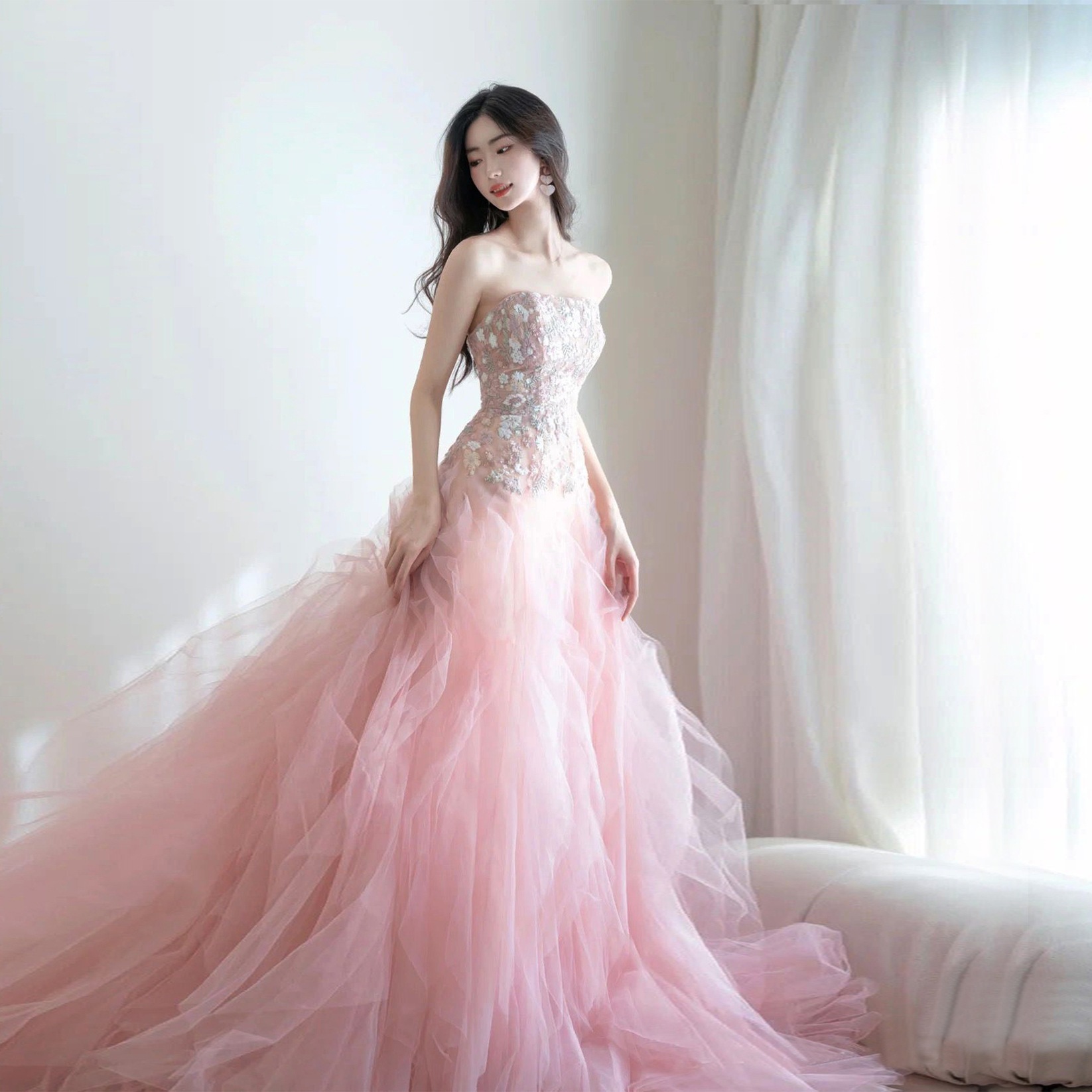 イブニングドレス2024芸術試験写真撮影花嫁結婚式乾杯服宴会パフォーマンスホストウェディングドレス