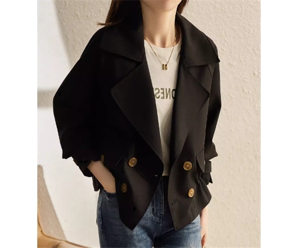 レディース ジャケット ウィンドブレーカー ショート ミドル丈 長袖 襟付き スーツカラー ポケット 異国風 ボタン 大人可愛い きれいめ シンプル カジュアル おしゃれ かっこいい こなれ感