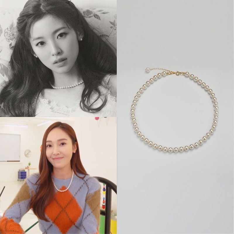 OHMYGIRLアリン ジェシカ ハッスル ブ Brave girlsユジョン着用/ベーシック スワロフスキーパール ネックレス(2size)