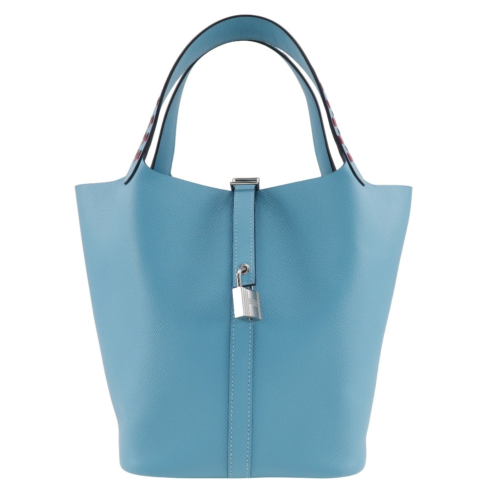 ピコタンロックMM トレサージュ ハンドバッグ ヴォーエプソン 水色 D レディース 中古品 Aランク