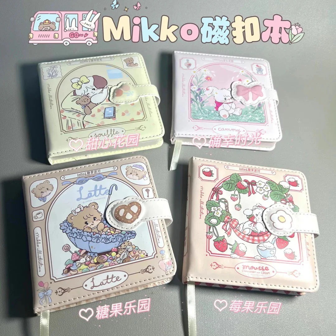 mikko磁気ボタンノート少女心手帳高颜値カラー内ページ日記帳カラーページ