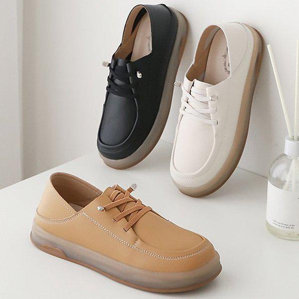 [シューズ] 牛革ゴム底 女性用 レディース スリッポン スニーカー 2.5cm/3色 sjlux-3913