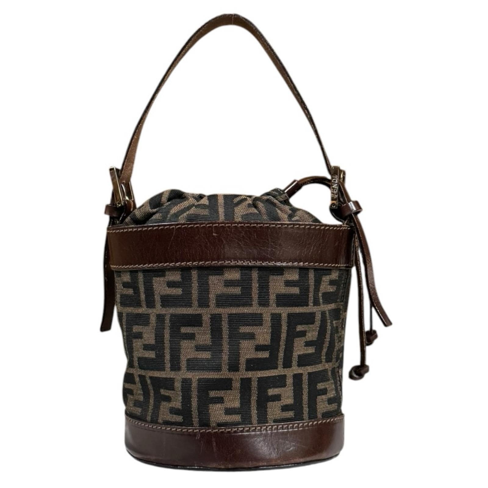 フェンディ バケットバッグ ズッカ ハンドバッグ キャンバス 2354-16325-008 ブラウン FENDI 中古