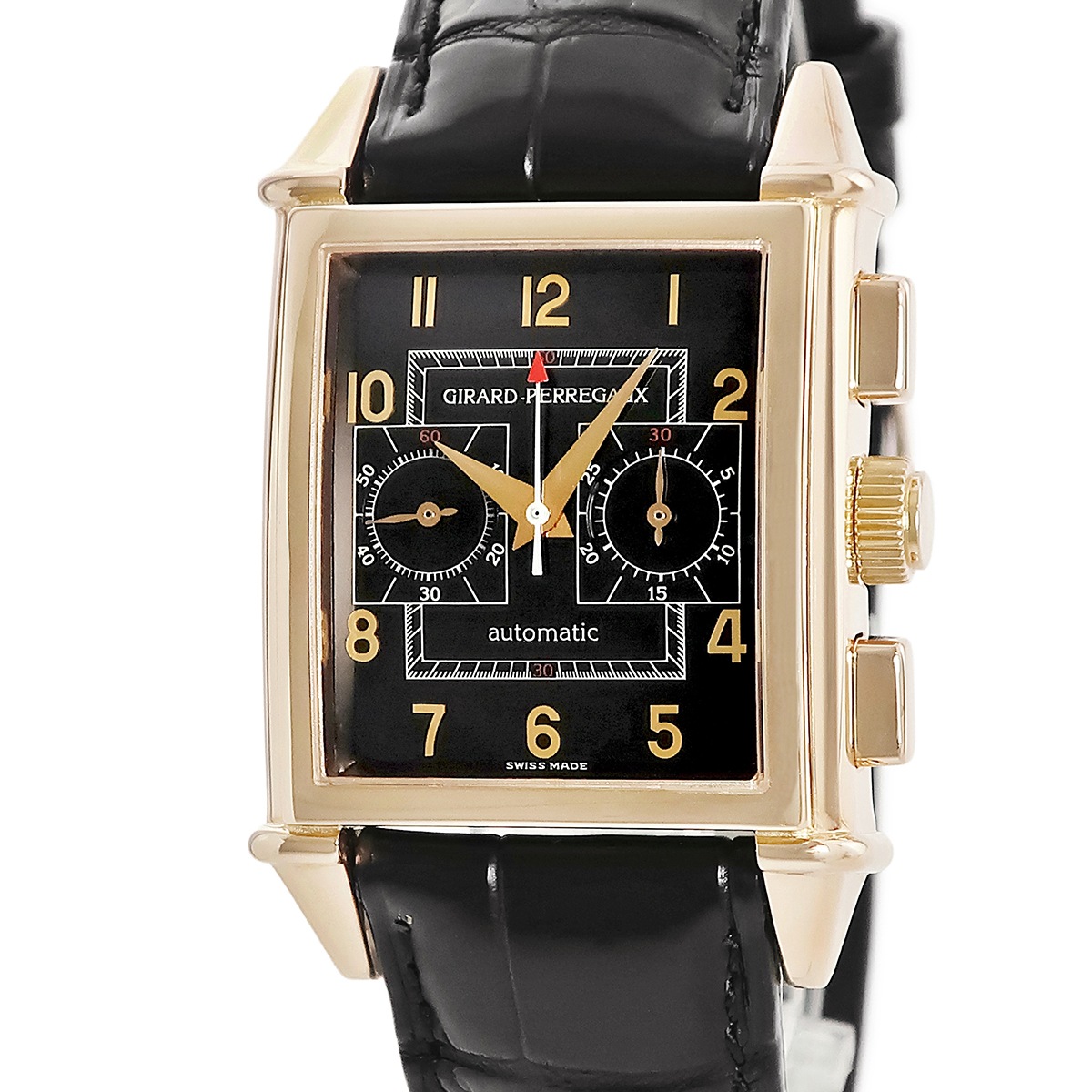 ヴィンテージ1945 クロノグラフ 2599 自動巻き メンズ K18PG無垢 ブラック 角型 3年保証