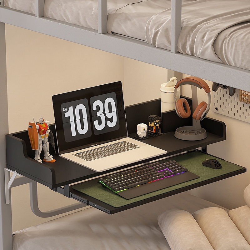 ベッドコンピューターデスク寮上段下段レイジーデスク吊り下げ式小型テーブル勉強机収納ラック
