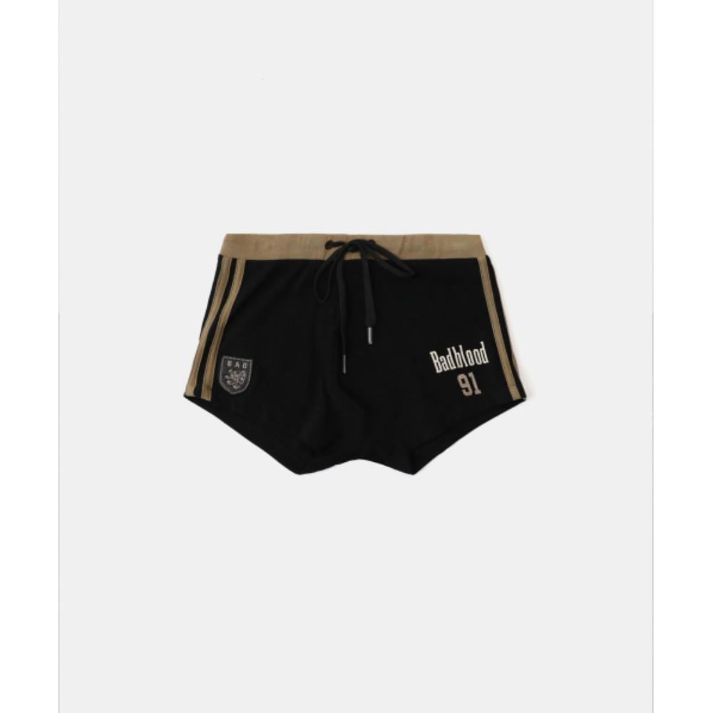 BADBLOOD Vintage Club Boy Shorts Khaki Black w-srt25-012