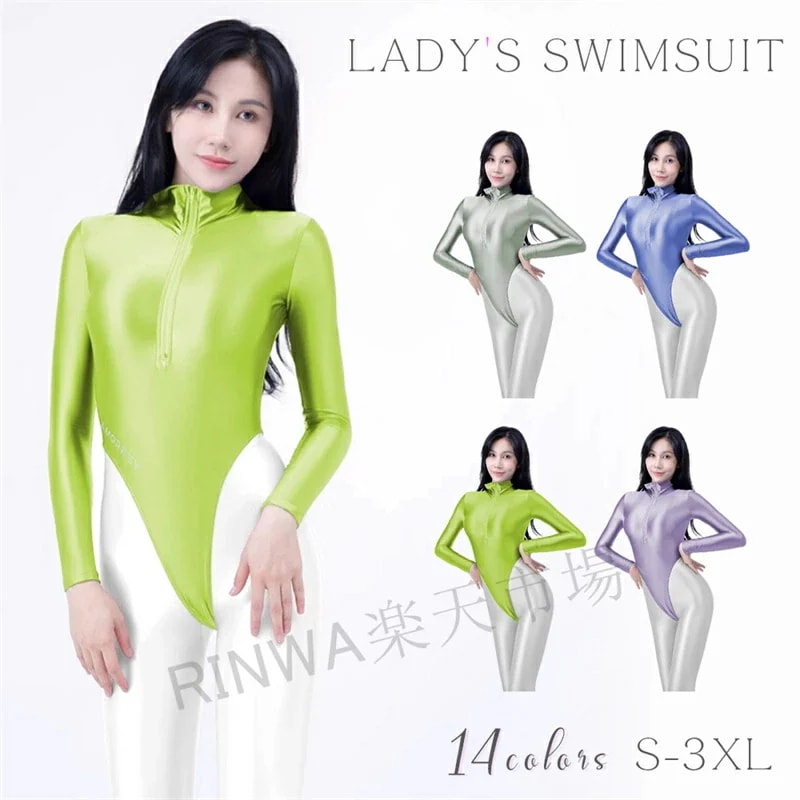 【7月の新作特典】全4色スクール水着 ハイレグ水着 レディース 長袖 レオタード コスチューム スイムスーツ ボディスーツ 超光沢 コスプレ メンズ レディース 男女兼用 フィットネス水着 競泳 水陸