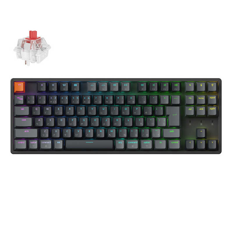 キークロン　キーボード K8 Version 2 RGBバックライト(赤軸・JIS配列) ［有線・ワイヤレス / Bluetooth・USB (Type-C)］　K8X-J1Z-JIS