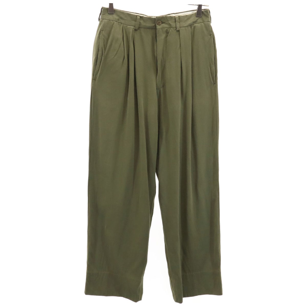 イタリア製 タック パンツ 44 カーキ メンズ 古着