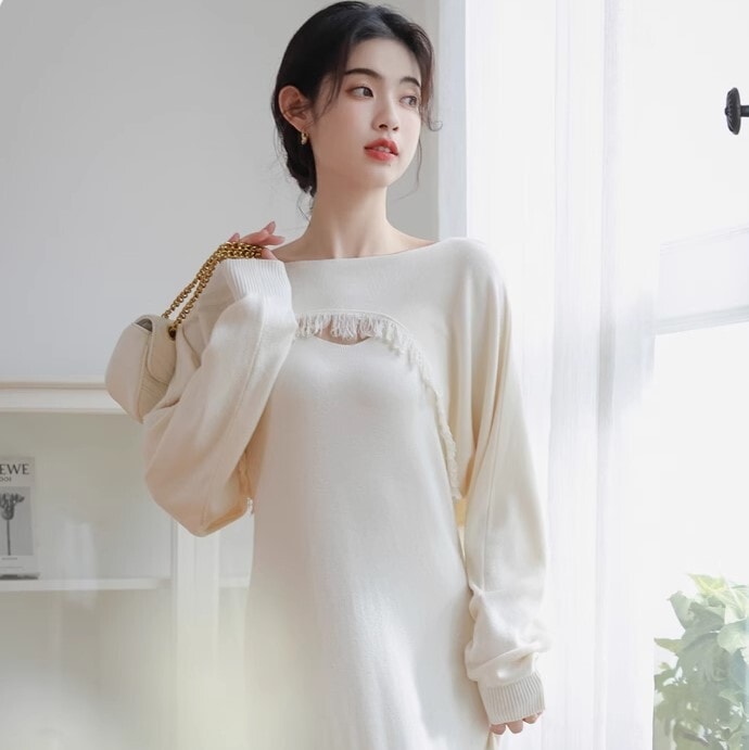 ニット ワンピ 2点セット ワンピース セットアップ ロング丈 長袖 ニット かわいい 大人可愛い きれいめ シンプル カジュアル 大人 上品 おしゃれ お洒落 かっこいい レトロ 大人女子 こなれ感