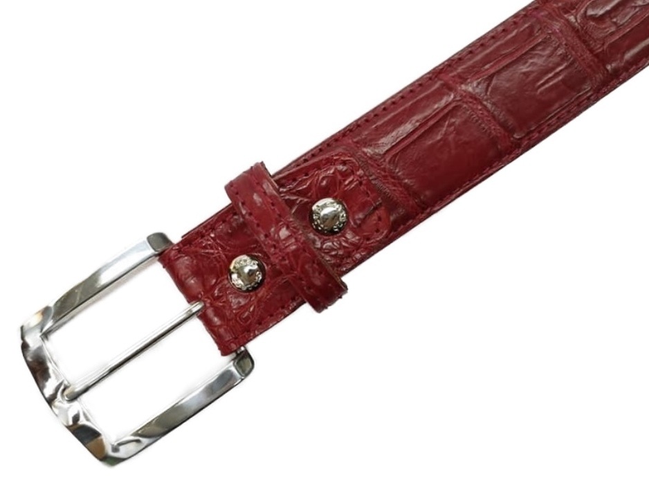 1718 RED CROCODILE BELTクアトロガッティ （ワニ革ヌメ革）