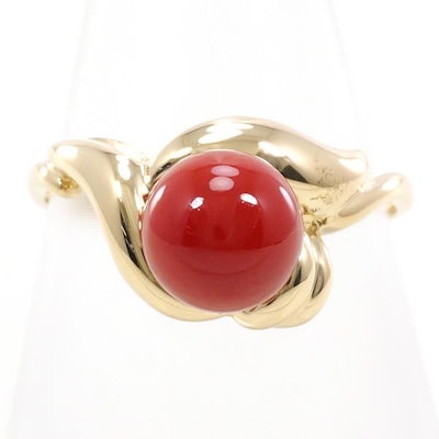 【美品】k18 ダイヤモンドリング　ダブルカラー　0.2ct K18 18金 YG イエローゴールド リング 指輪 9.5号 サンゴ ジュエリー