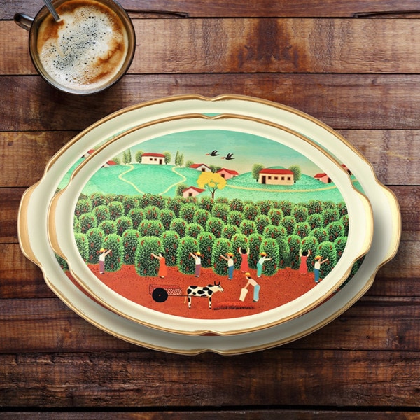 レーベンホープ ウェーブ 楕円お盆 2Pセット コーヒーガーデン / トレイ