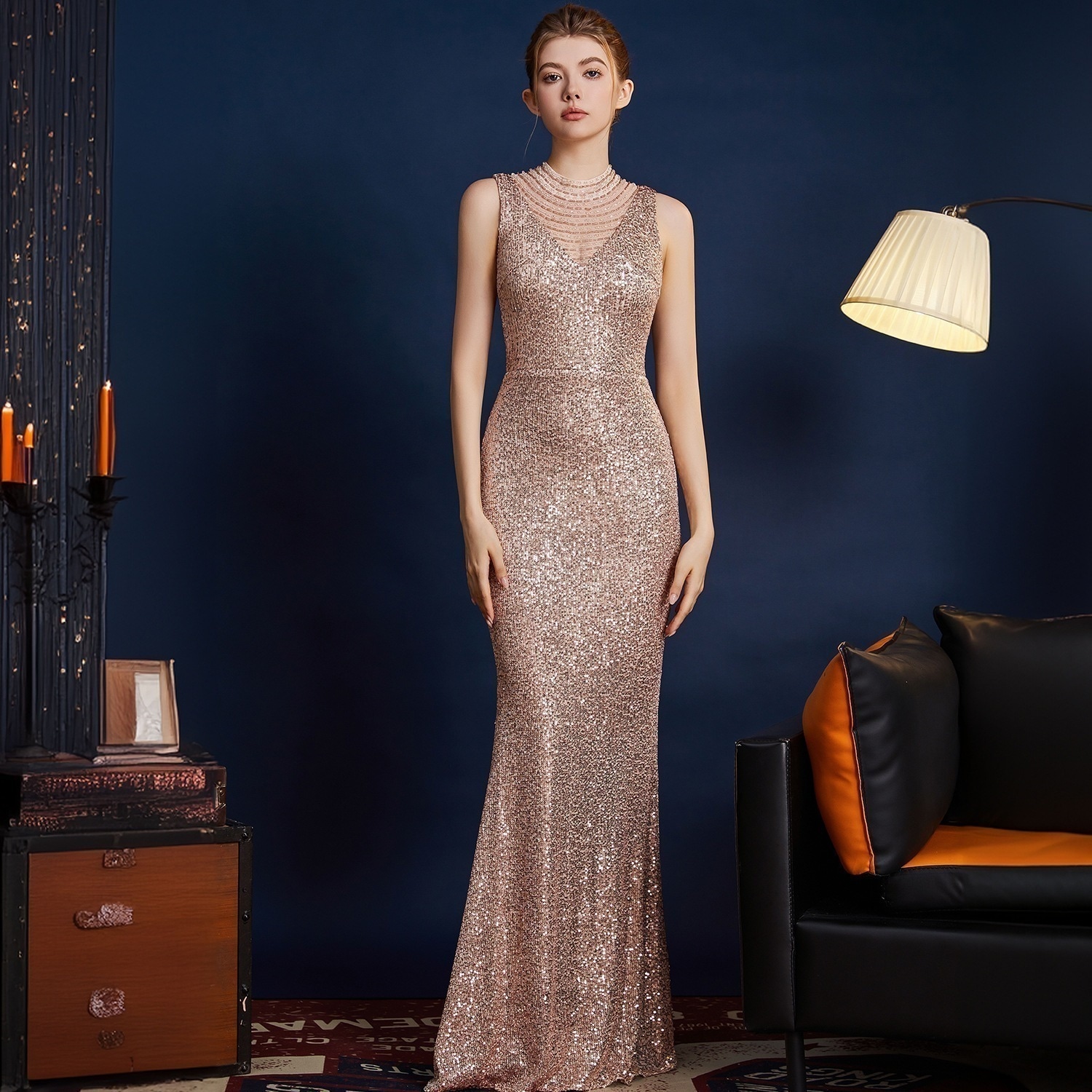 ワンピースドレス イブニングドレス 宴会 ディナー ホスト パフォーマンス フィッシュテール ロングドレス ワンピース