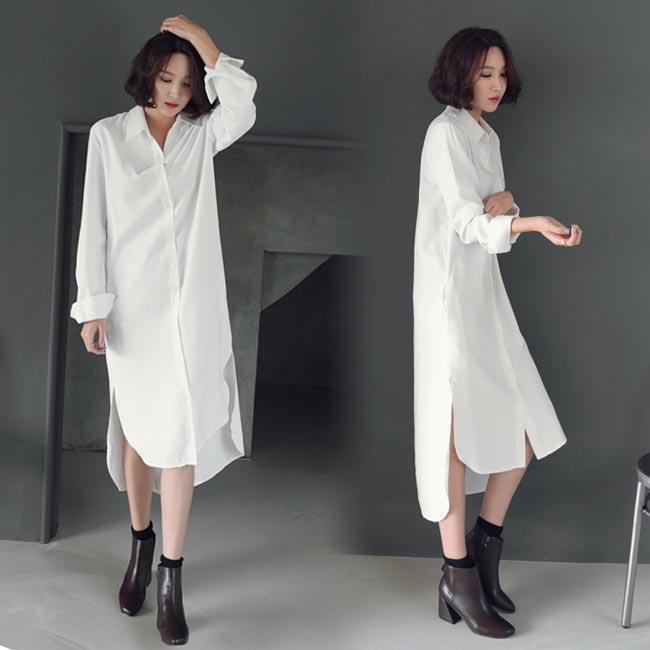 春 夏 シャツワンピ レディース シャツ 白長袖シャツ 気質アップ 重ね着 シャツワンピース ブラウス 春秋 ロングシャツ 長袖ワンピース 不規則裾