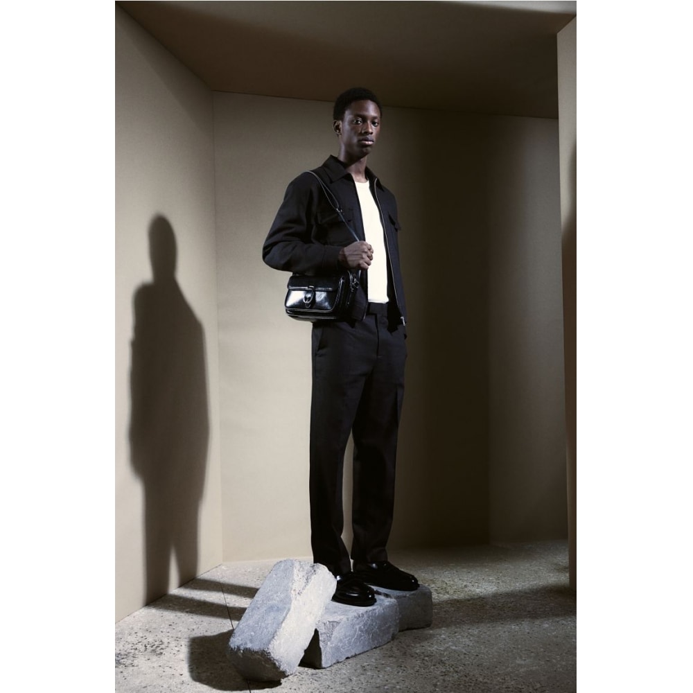 H&M リネンブレンドテイラードパンツリラックスフィットブラック