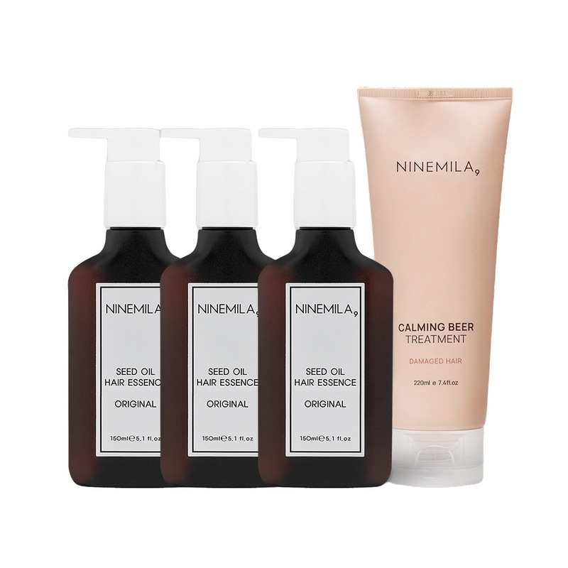 [謝恩品贈呈]ナインミラーシードオイルヘアエッセンスアルガン美容室ホワイトローズ香150ml3個