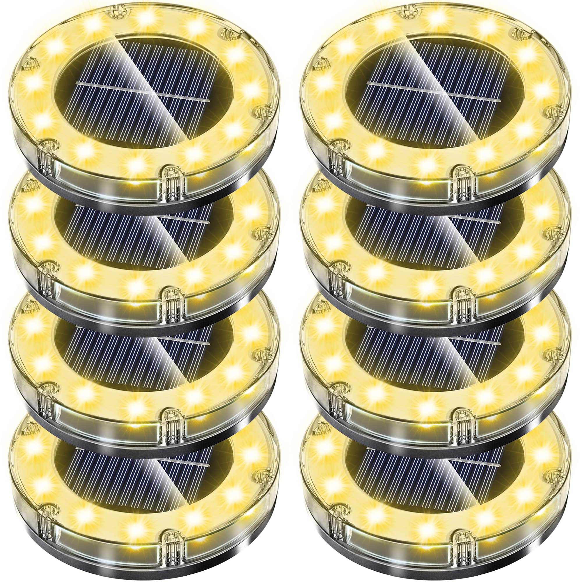 ガーデンライト ソーラーライト 防水 光センサー おしゃれ 屋外 庭 ライトアップ 外構 エントランス 置き型 埋め込み式 樹脂 ブラッククリア (8個セット) 20649