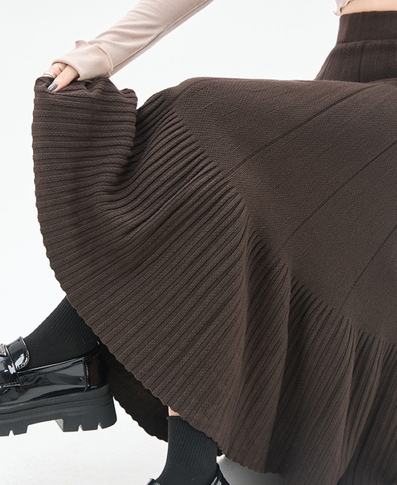 スカート ロングスカート プリーツスカート ニットスカート ミモレ丈 ロング Aライン ウエストゴム リブニット 厚手 きれいめ 大人 おしゃれ 大人女子 秋 冬 レディース デート お出かけ 休日