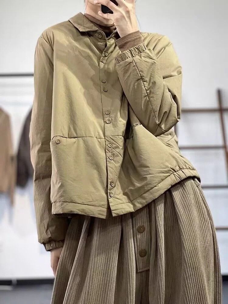 開襟無地カラーシンプル百合継ぎ今週の割引は 25% オフです目ゆったりカジュアル減齢ニッパー綿入れコート女