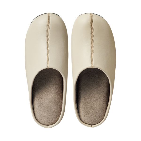 （まとめ） 靴の製法で作ったスリッパ M ベージュ 1足 [x3セット]