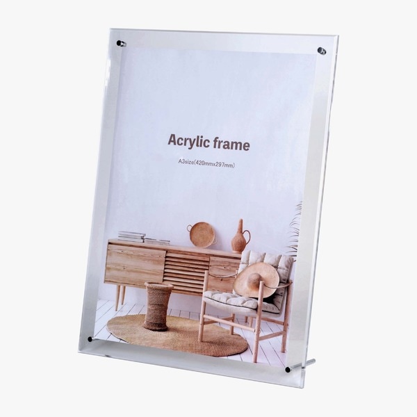 アクリルフレーム A3 420×297mm スタンド付・吊り下げパーツ付き 縦横兼用 透明アクリル 写真立て 額 額縁 フレーム