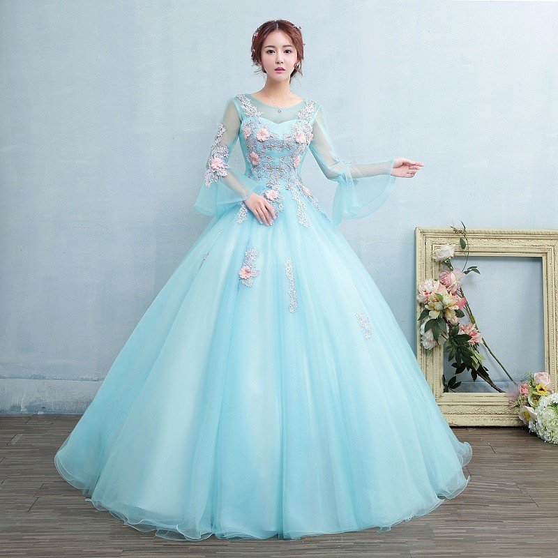 パーティードレス ロング イブニングドレス 結婚式 披露宴 発表会 安い カラードレス コンサート 二次会 演奏会 花嫁 ブルー