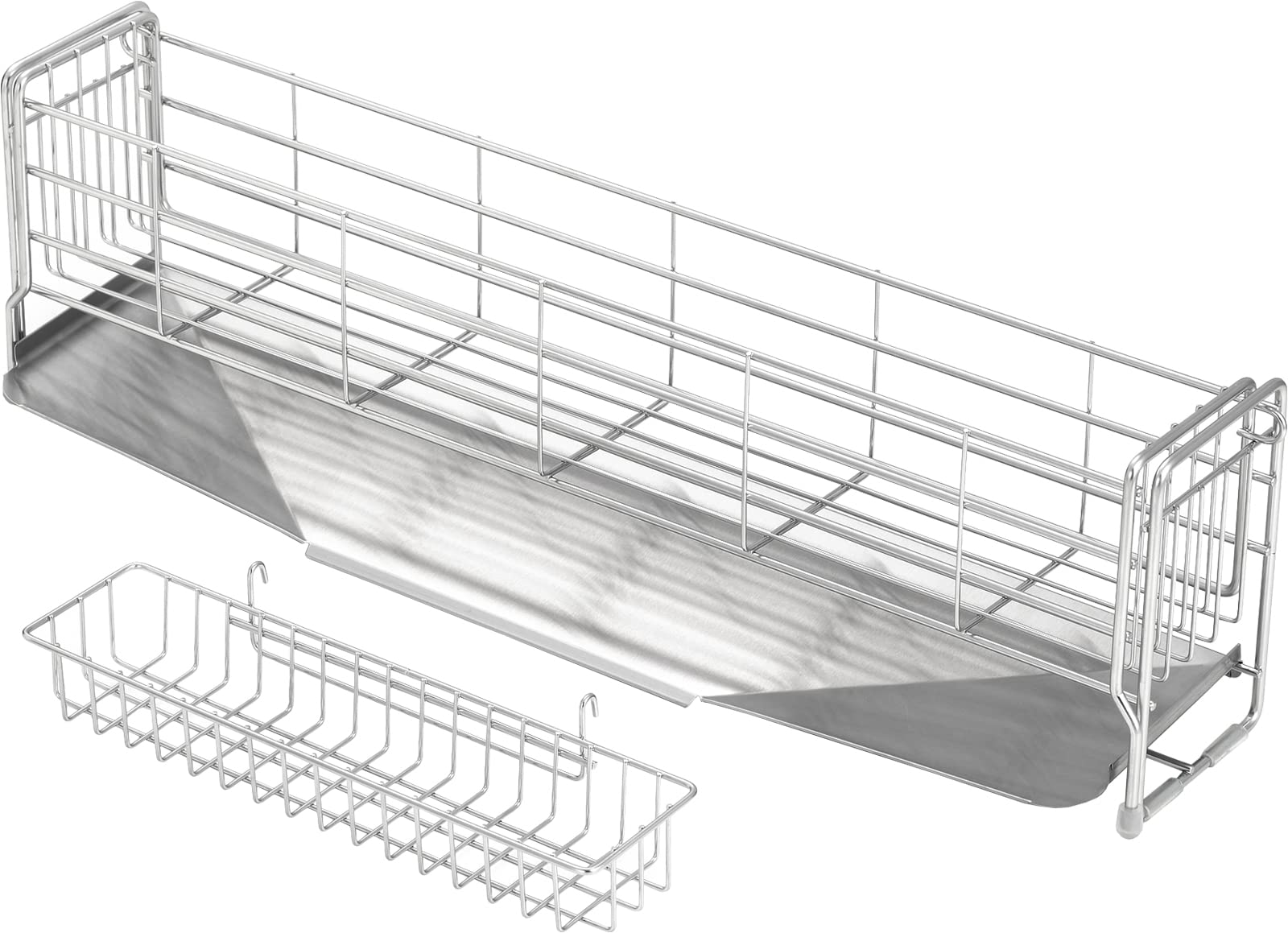 ヨシカワ 水切りラック 水切りかご 日本製 スリム 幅10×奥行57cm 3~4人用 シンクサイド 幅の広がる水切り 1306198 食器 水切り カゴ 台所 シンク トレー キッチン バスケット