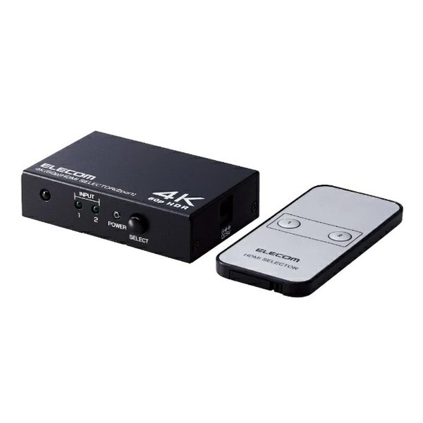 HDMI切替器 2ポート 専用リモコン付き 4K 60Hz 18Gbps DH-SW4KP21BK DHSW4KP21BK