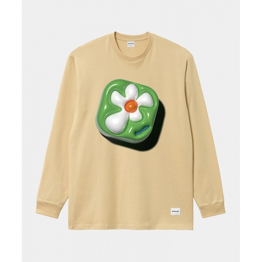 ROYALLIFE RLLR3007 3Dバルーングラフィックロングスリーブ - バニラ