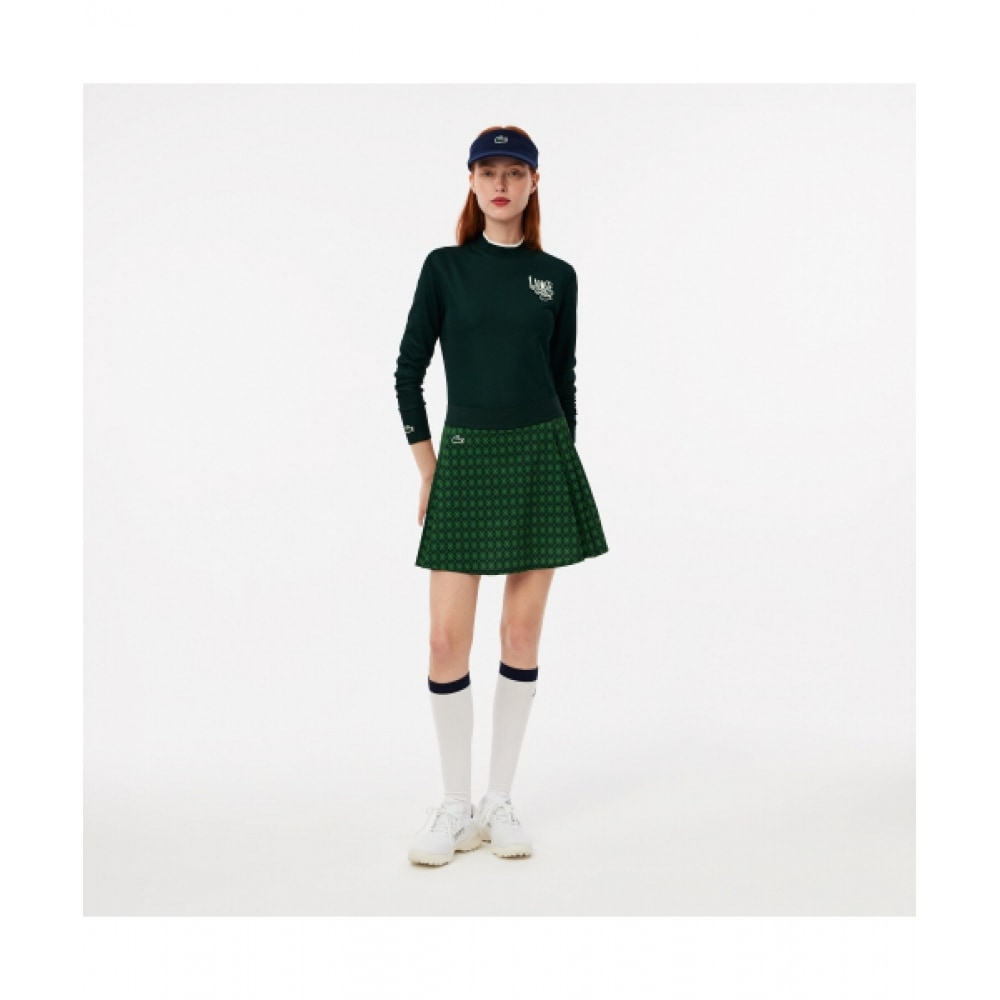 LACOSTE レディースゴルフサイドプリーツスカート [グリーン]