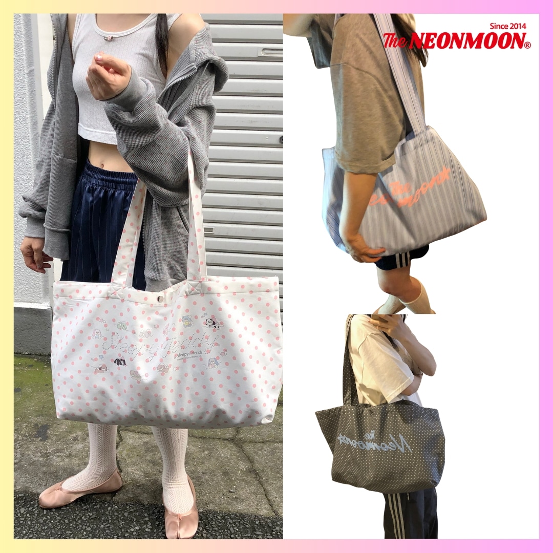 [NEONMOON] BIG TOTE BAG - 3 COLORS + FREE OMAKE トートバッグ ビッグサイズレディースカジュアルエコバッグファッション