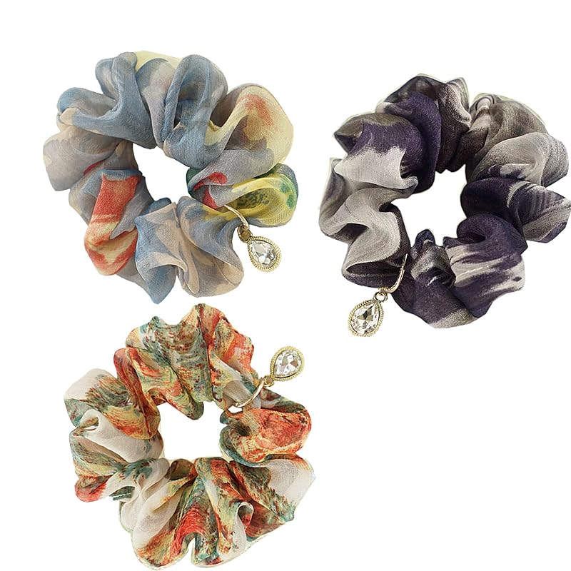 OuJyO シルクヘアゴム 髪ゴム大人 シュシュ ヘアゴム ヘアゴム大人 ヘアアクセサリーゴムキッズ 3枚セット ヘアゴムパール 結び目接着なく跡がつかないヘアゴム 髪飾り 母の日プレゼント 友達誕生