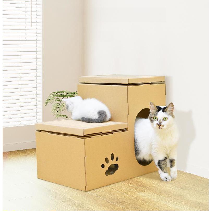 猫 ダンボールハウス 爪研ぎ 通気高密度段ボール ストレス解消 猫爪とぎ 段ボール 組立簡単家具破壊防止 多頭飼う 爪とぎハウス キャットハウス ベット玩具