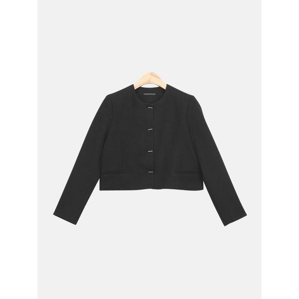 女性 春 プレミアム オフィス デイリー ノンカラー ショルダーパッド クロップド ツイード ジャケット LSLOT017_P415918844