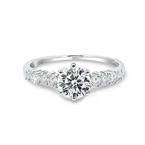 スワロフスキー 直径6.5ｍｍ 指輪 エンゲージリング K18ゴールド仕上げ プラチナ仕上げ　全2色