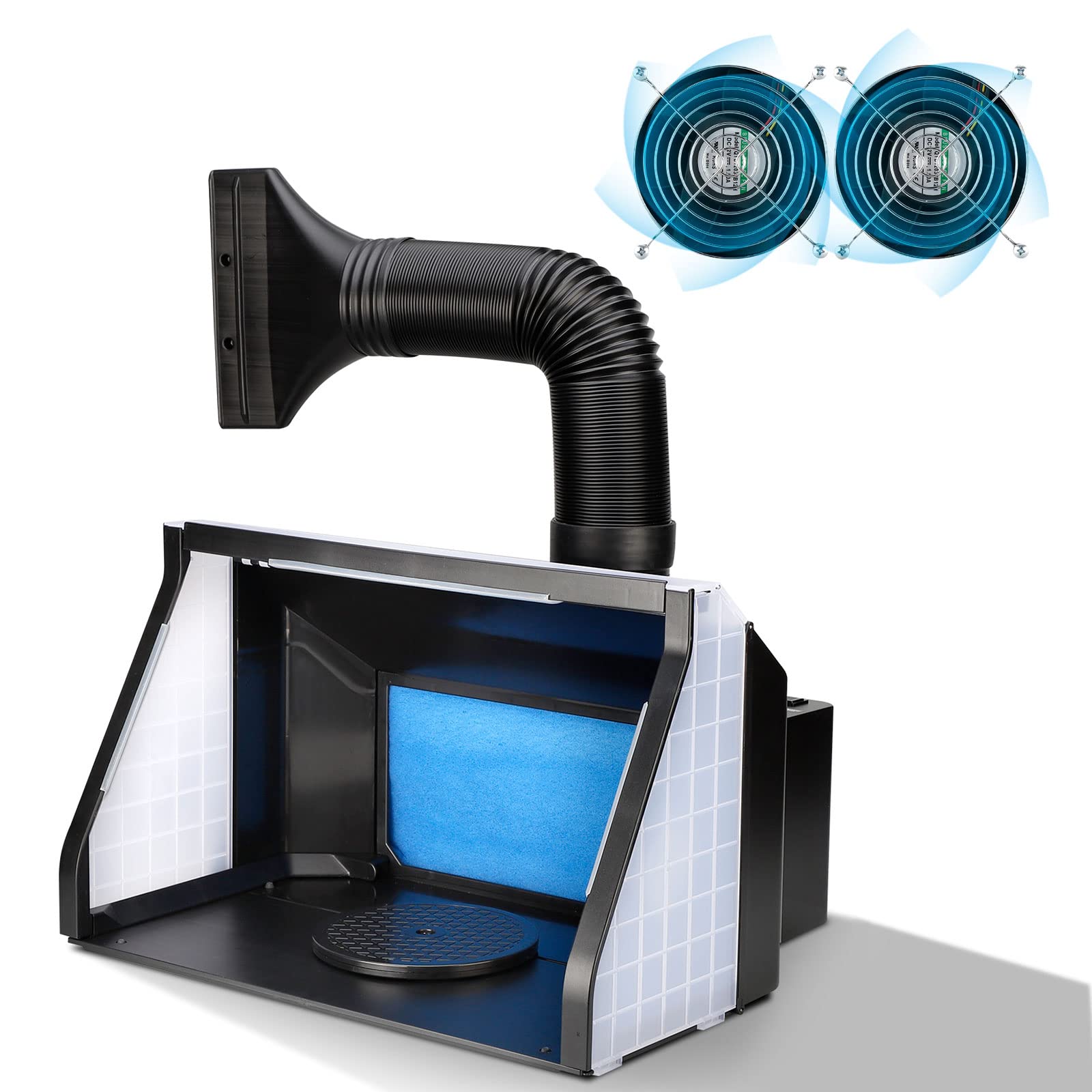 Anesty 塗装ブース 2基フアン LED照明 スプレーブース 明るさ 風量 無段階調整 スプレーワーク スイッチ独立作動 ペインティングブース 広い作業スペース 延長用ダクトホース フィルターが交